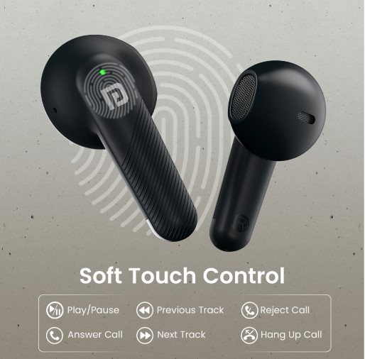 Portronics Harmonics Twins S18 in Ear TWS Earbud,30H Playtime,HD Mic, Game/Music Mode Bluetooth Headset (Black, In the Ear)