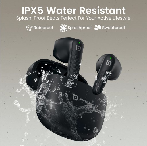 Portronics Harmonics Twins S18 in Ear TWS Earbud,30H Playtime,HD Mic, Game/Music Mode Bluetooth Headset (Black, In the Ear)