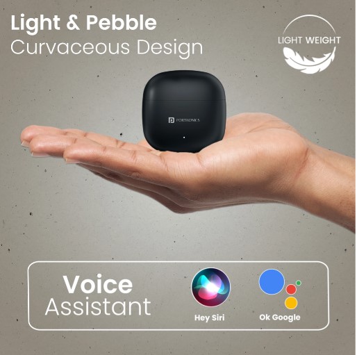 Portronics Harmonics Twins S18 in Ear TWS Earbud,30H Playtime,HD Mic, Game/Music Mode Bluetooth Headset (Black, In the Ear)