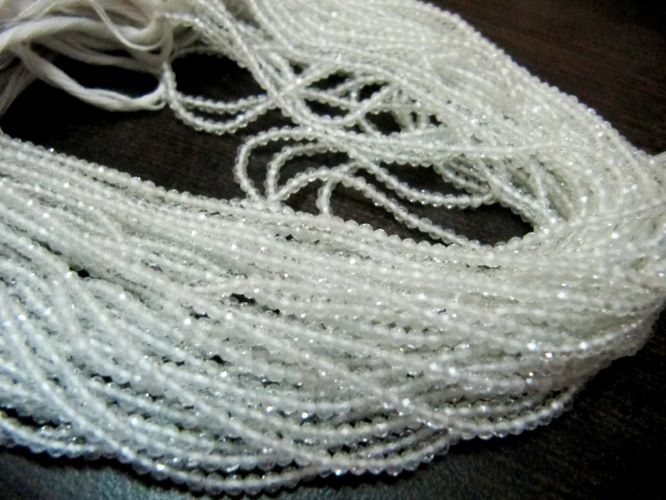 Natural White Topaz 2mm Rondelle Faceted Gemstone Beads Strand 13 inches long