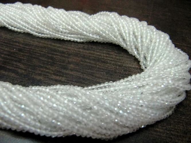 Natural White Topaz 2mm Rondelle Faceted Gemstone Beads Strand 13 inches long