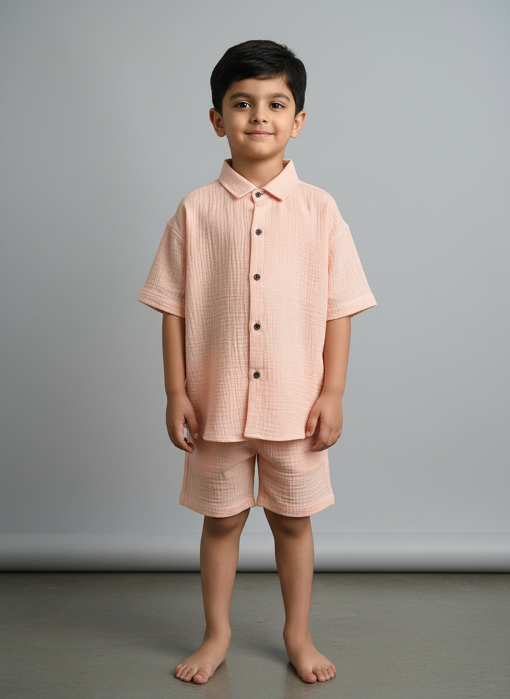 Kids Printed Coord Set - Rayon Fabric, Suitable For Boys Aged 2-4 Years | Mix Color Printed Design, Short Sleeves, Washable, Customized Logo