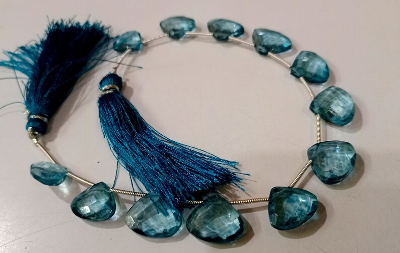 Natural London Blue Topaz Heart Shape Faceted 13-15 mm Graduated Gemstone Beads Sold Per strand 8 inches Long