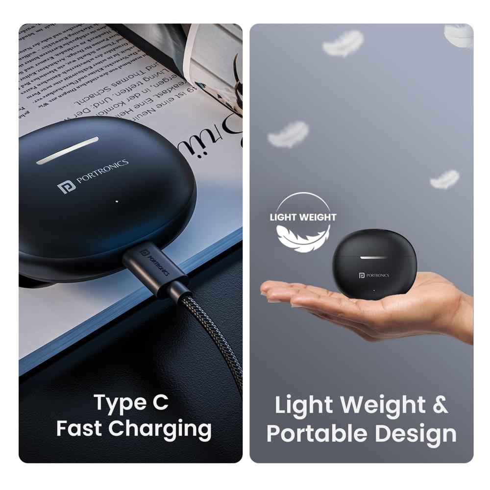 Portronics Harmonics Twins S19 Truly Wireless in Ear Earbuds with 30 Hours Playtime, Unique