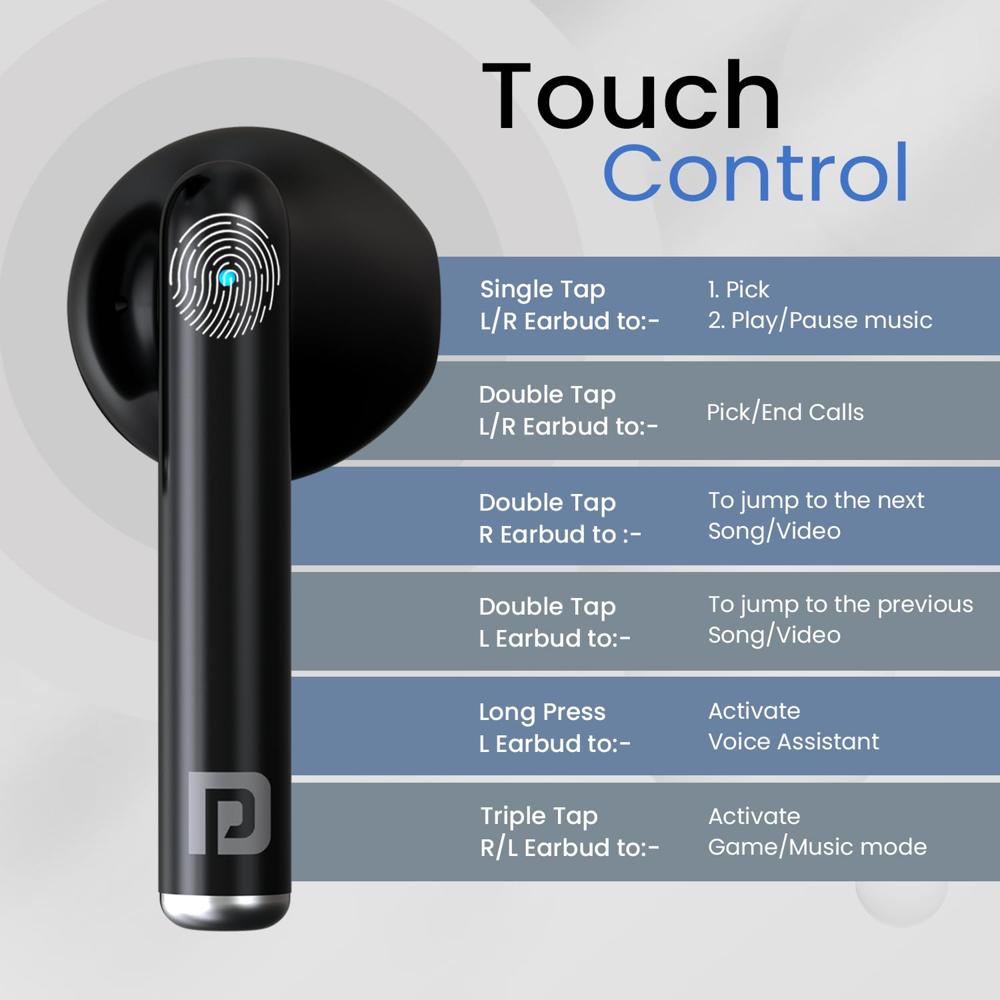 Portronics Twins S20 in Ear TWS Earbuds with 35 Hour Playtime, Touch Control, Low Latency, Game