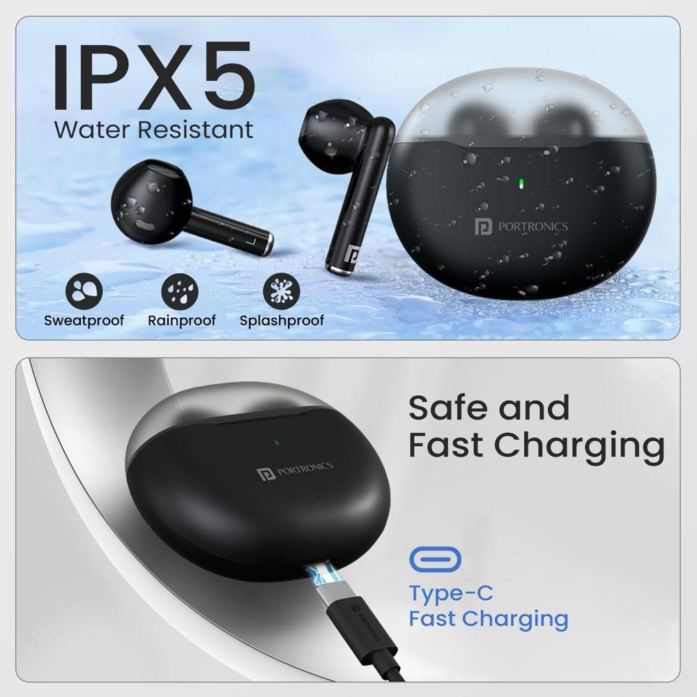 Portronics Twins S20 in Ear TWS Earbuds with 35 Hour Playtime, Touch Control, Low Latency, Game