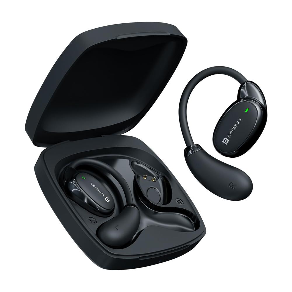 Portronics Harmonics Twins 31 Over Ear Ows Smart Wireless Earbuds With Hd Mic, Secure & - Battery Backup: 24 Hours