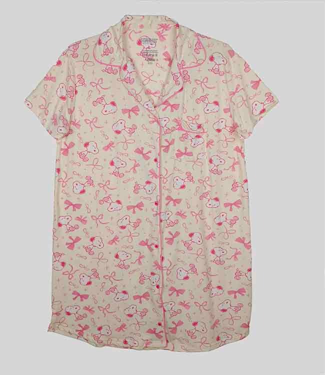 W13502 | Peanuts & Strawberry Shortcake Ladies Button-Down Nightgown