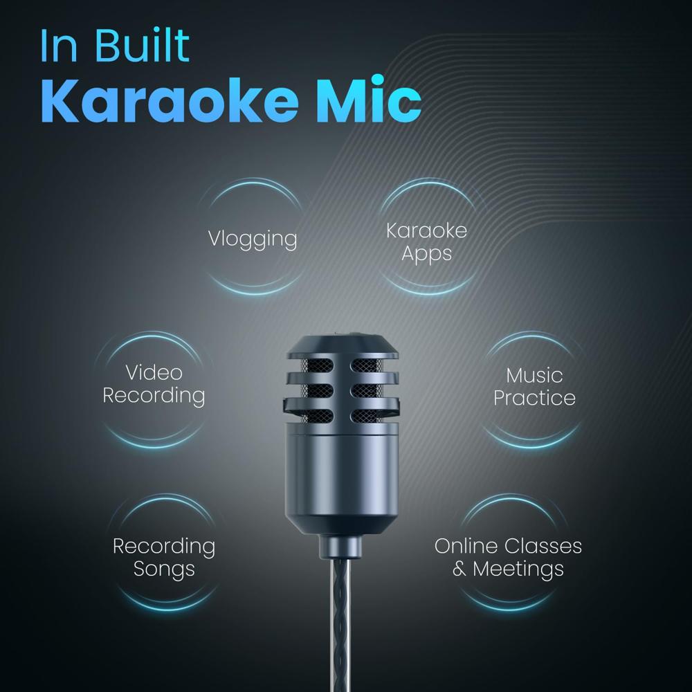 Portronics Conch One India 1st Type C Wired Earphone With in-Built Karaoke Mic,Deep Bass,