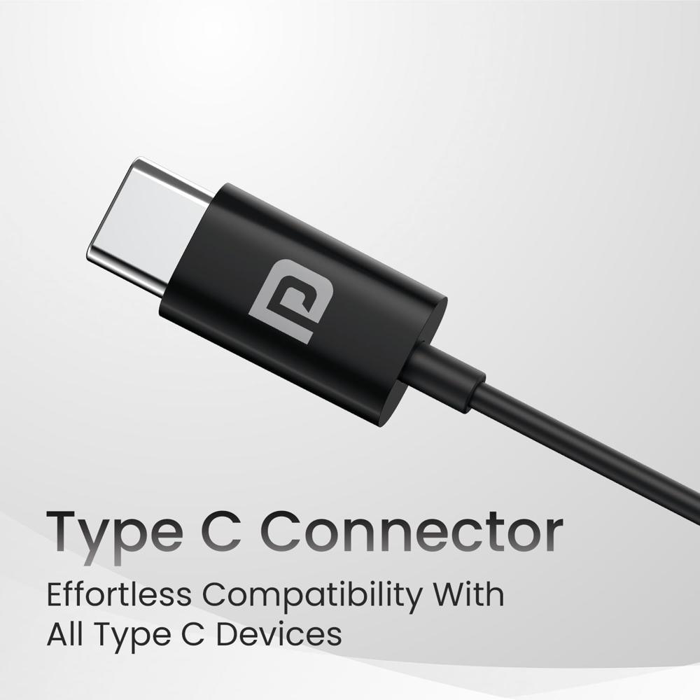 Portronics Conch Theta C in Ear Type C Wired Earphones with in Line HD Mic, Powerful Audio,
