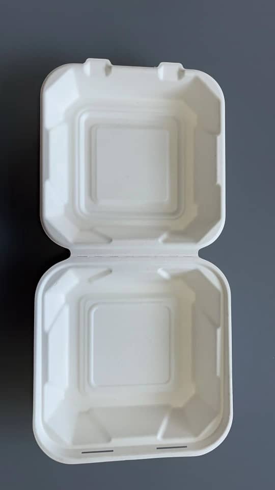 Sugarcane Bagasse Clamshell - Color: White