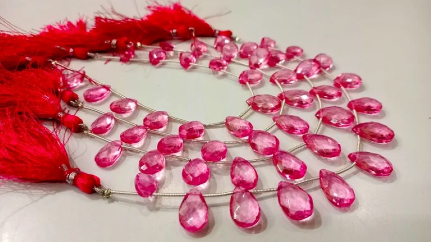 Natural London Pink Topaz Pear Shape Faceted 8x13 to 10x15mm  strand 8 inches