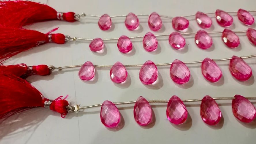 Natural London Pink Topaz Pear Shape Faceted 8x13 to 10x15mm  strand 8 inches