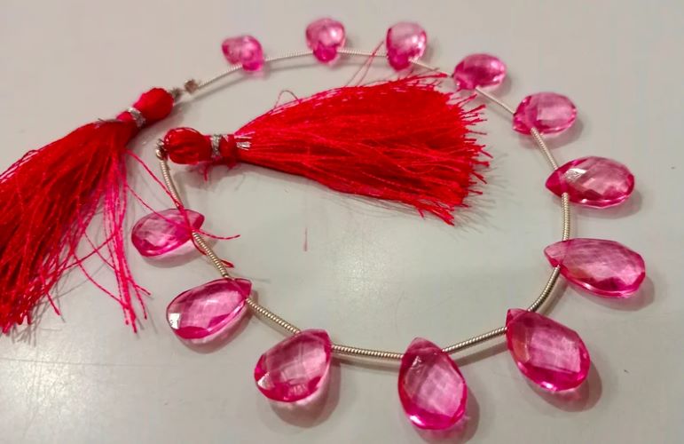 Natural London Pink Topaz Pear Shape Faceted 8x13 to 10x15mm  strand 8 inches