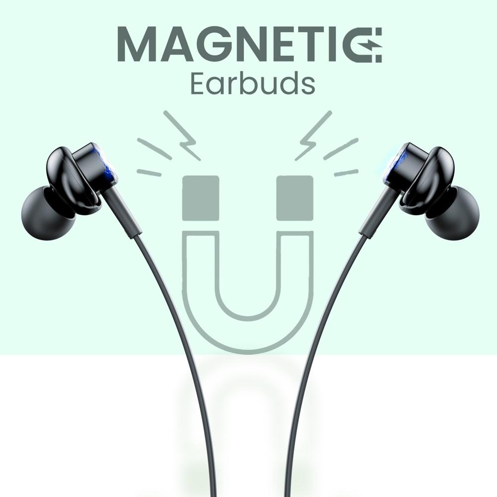 Portronics Conch Gamma C in Ear Type C Wired Earphones with in Line HD Mic & Magnetic Earbuds,