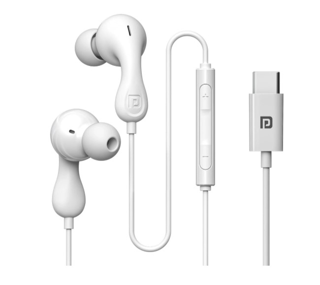 Portronics Conch Kappa in Ear Type C Wired Earphones with In Line HD Mic,Powerful Audio Wired Headset (White, In the Ear)