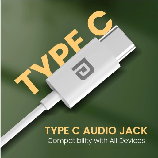 Portronics Conch Kappa in Ear Type C Wired Earphones with In Line HD Mic,Powerful Audio Wired Headset (White, In the Ear)