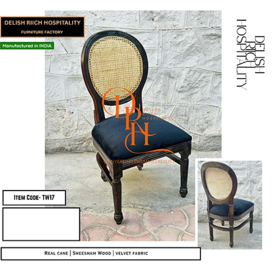 TW17 Velvet Fabric Chair - Plywood & Mild Steel, 48x50x92 cm, Royal Blue/Black | High-Density Foam, Powder-Coated Legs, No Assembly