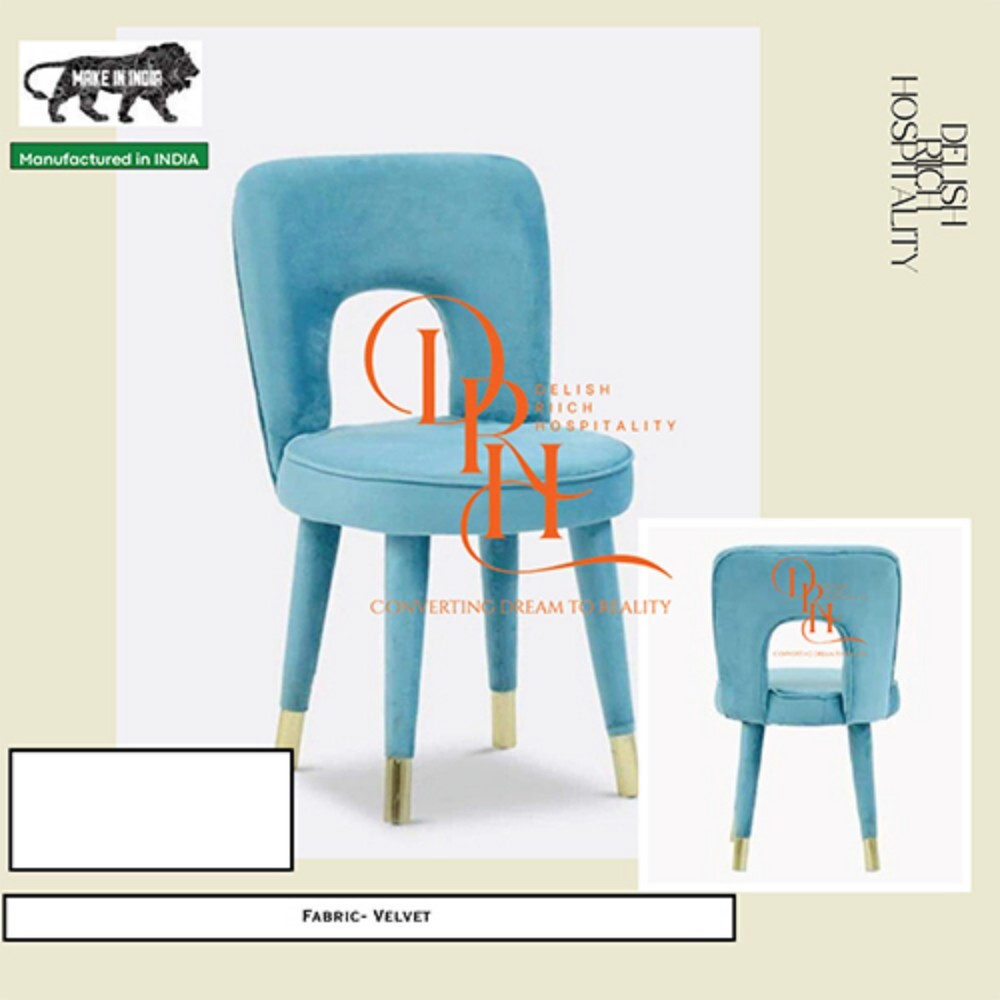 Velvet Fabric Chair - Velvet, 60x58x85 cm, Multicolor | Cushioned Seat, Curved Backrest, Stainless Steel Base