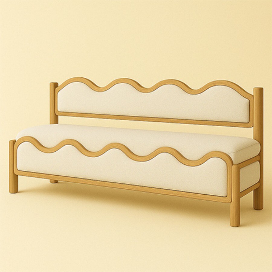 Designer Sofa - Color: Beige With Brown Accents