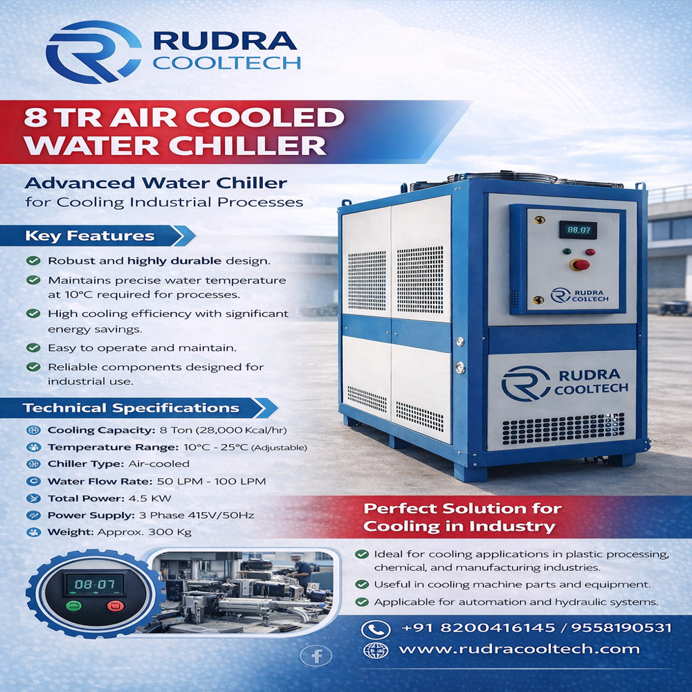 8 TR Air Cooled Water Chiller Supplier India | Industrial Chiller Unit