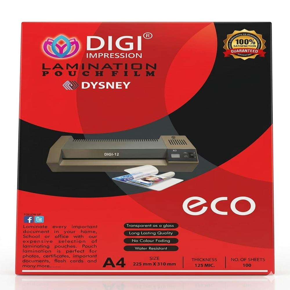 Digi Impression Lamination Pouch A4 (225mm 310mm) 125 Mic