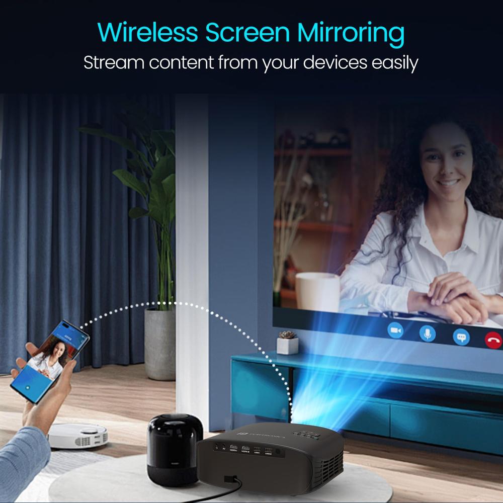Portronics Beem 490 Smart LED Projector with 1080p Full HD, Streaming Apps (Netflix, Prime