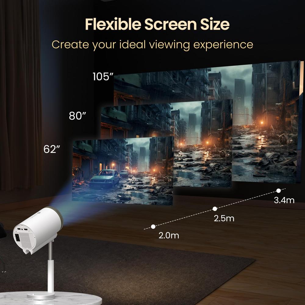 Portronics Beem 520 Smart LED Projector with Built-in Stand, Supports 1080p, 2200 Lumens,