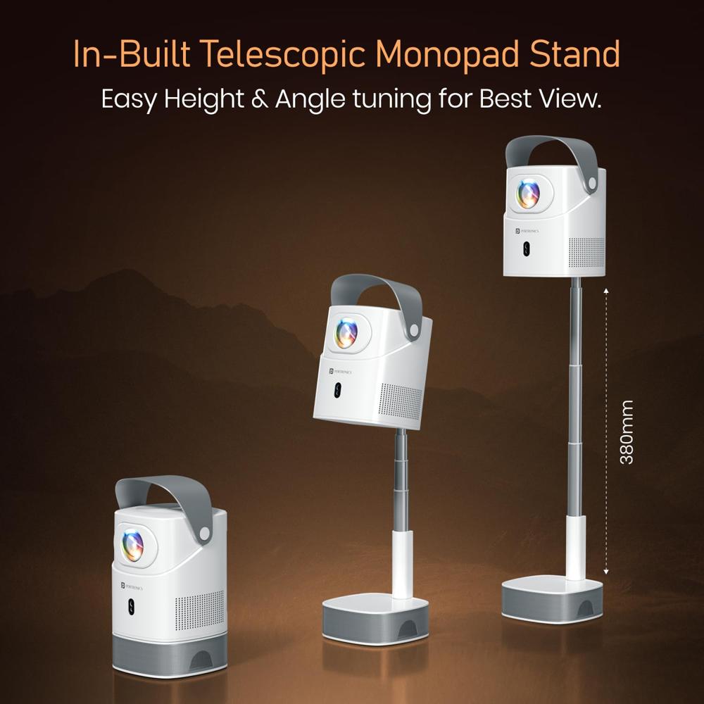 Portronics Beem 550 Smart Android Projector, HD 1080P, Height & Angle Adjustable Design