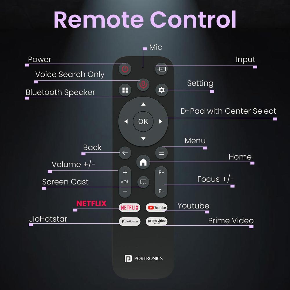 Portronics Beem 560 Smart Android Projector, HD 1080P