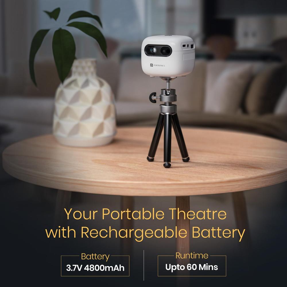 Portronics Pico 14 Rechargeable DLP Mini Projector | Android 13 