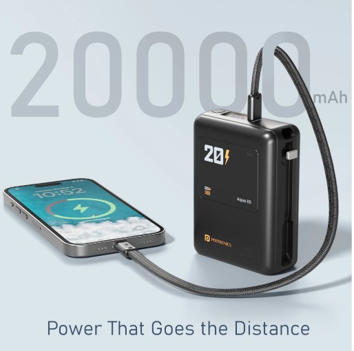 Portronics 20000 mAh 65 W Wireless Compact Pocket Size Power Bank (Black, Lithium Polymer, Fast Charging for Mobile)