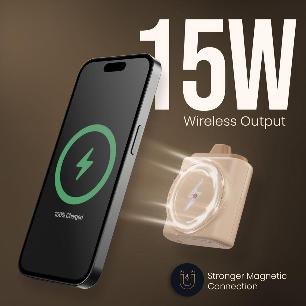 Portronics Moji 10K Smallest Wireless 10000Mah Fast Charging Power Bank with Detachable USB Type-C