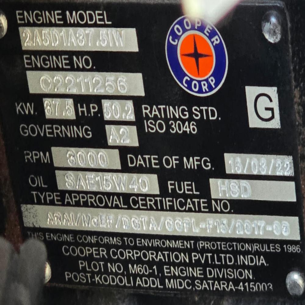 Cooper 30 Kva Diesel Engine Generator