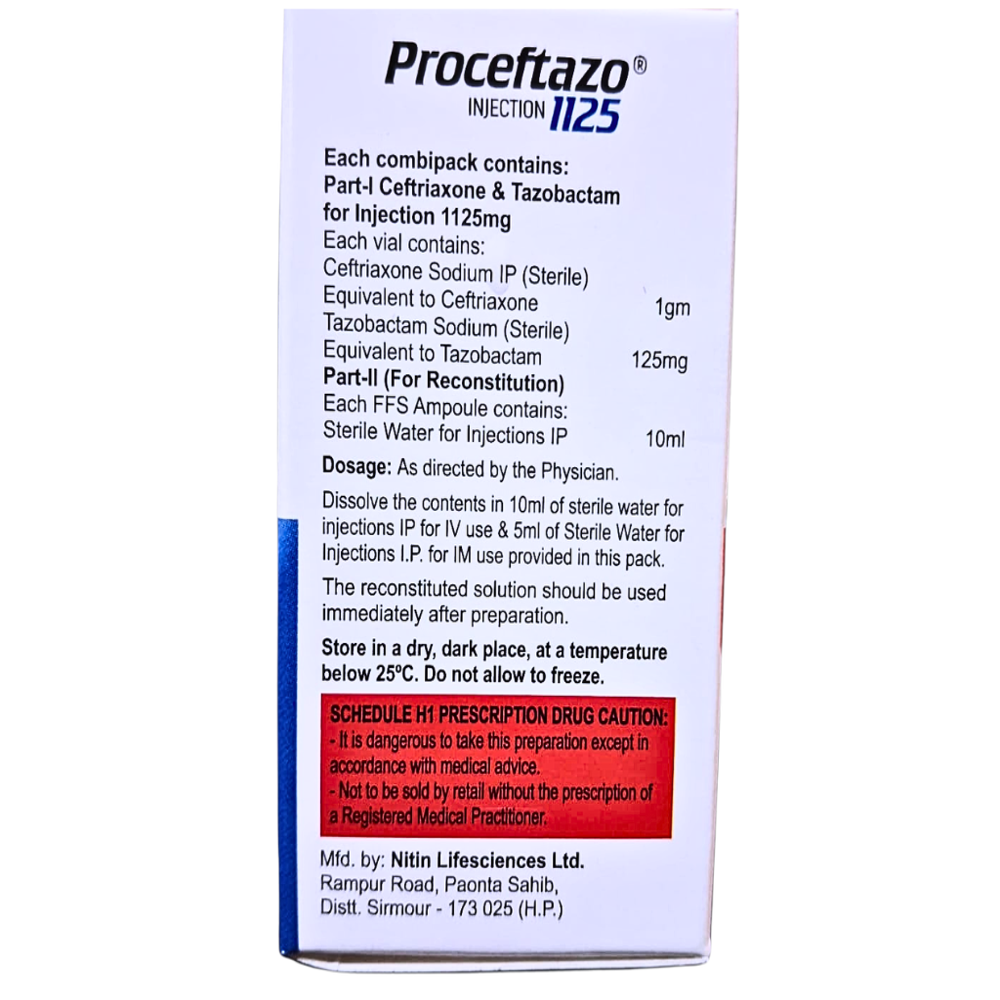 Ceftriaxone & Tazobactam For Injection 1125 mg