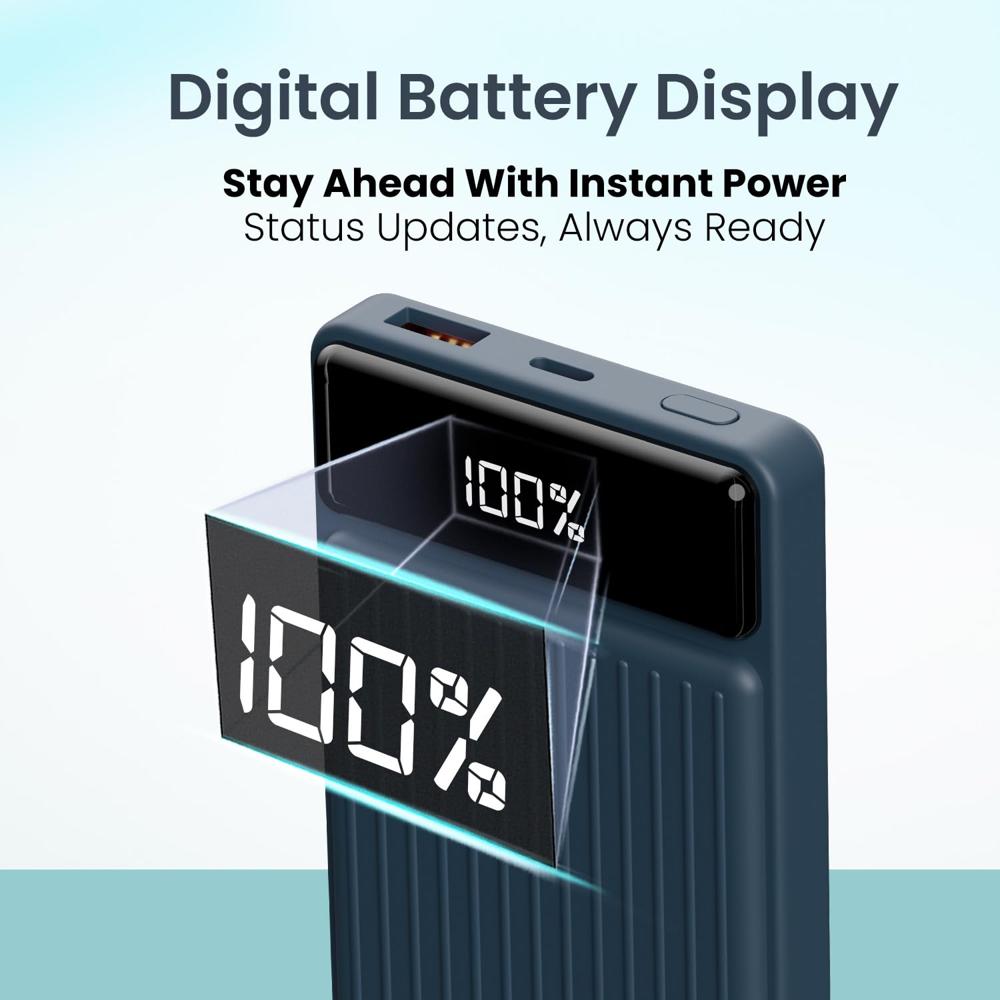 Portronics Luxcell B 10K 10000 mAh 22.5W Fast Charging Power Bank, Ultra Slim Power Bank with