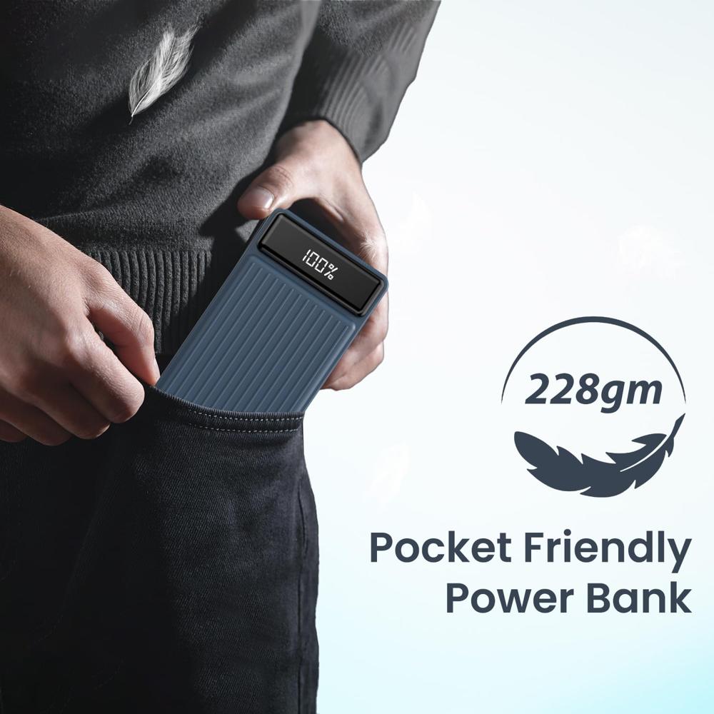 Portronics Luxcell B 10K 10000 mAh 22.5W Fast Charging Power Bank, Ultra Slim Power Bank with