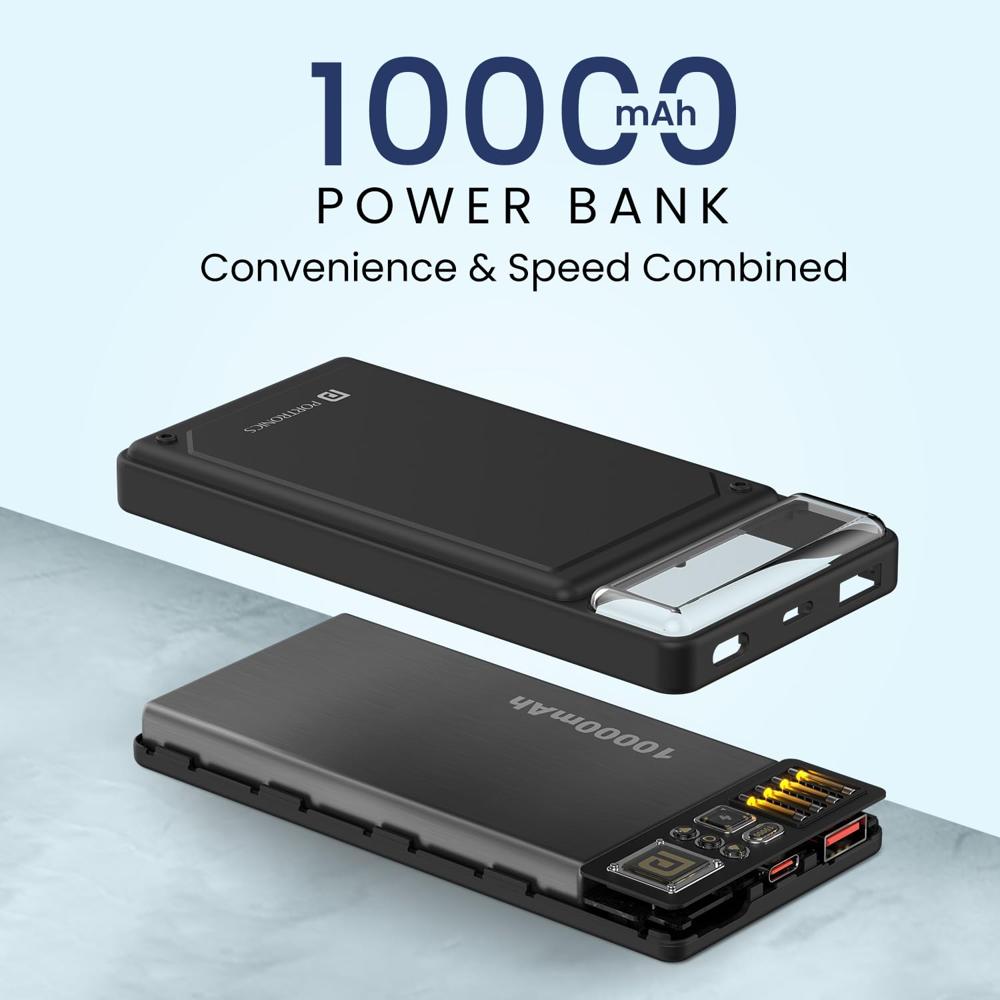 Portronics Luxcell C 10K 10000 mAh 22.5W Fast Charging Power Bank, Ultra Slim Power Bank with