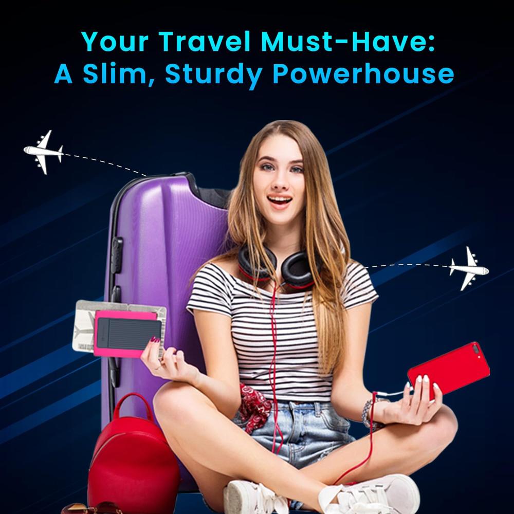 Portronics Luxcell B12 10,000mAh 12W Power Bank, Ultra Slim Power Bank with USB-A Output