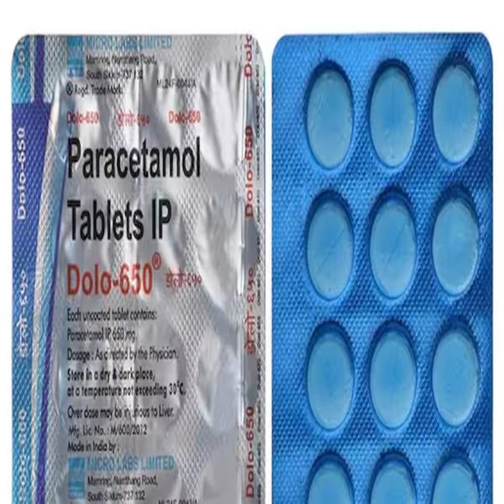 Dolo 650 Paracetamol Tablet 650 mg, Pain Relief & Fever Reducer