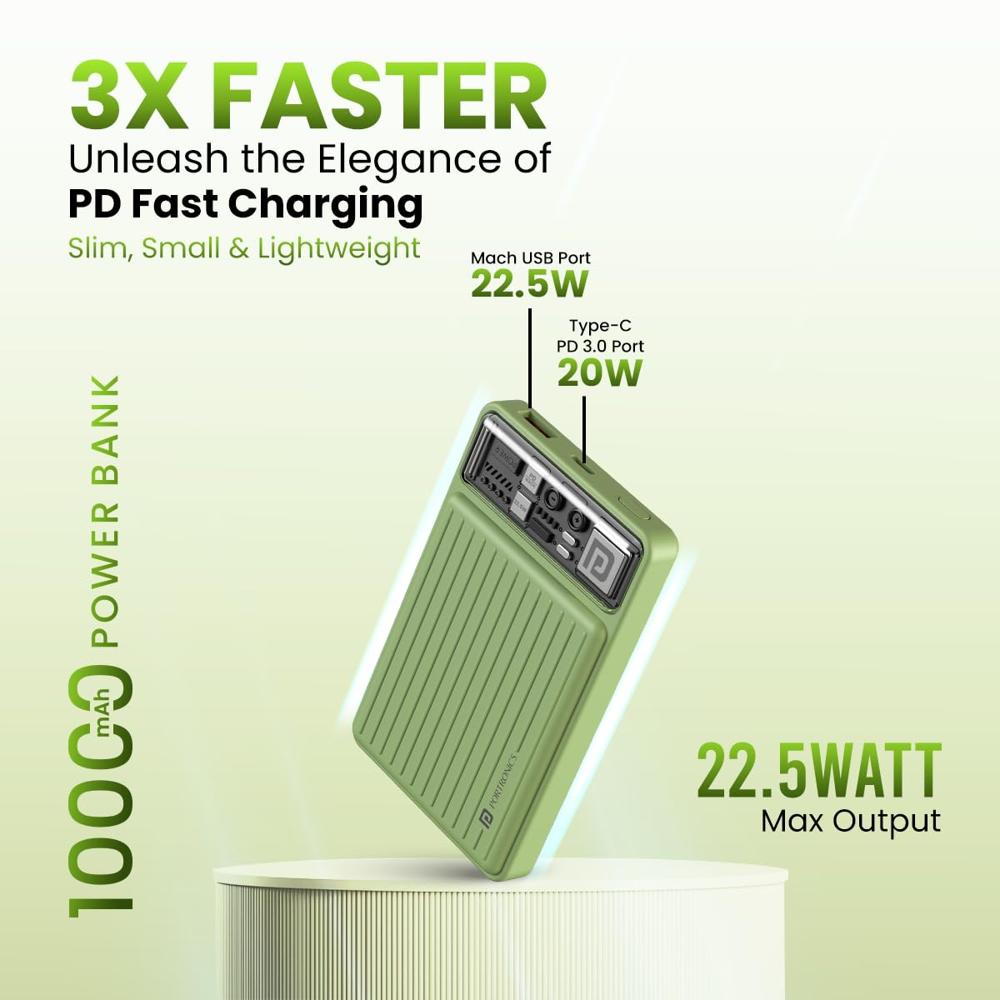 Portronics Luxcell Mini 10K Advanced 10000 mAh Nano Power Bank with 22.5W Max