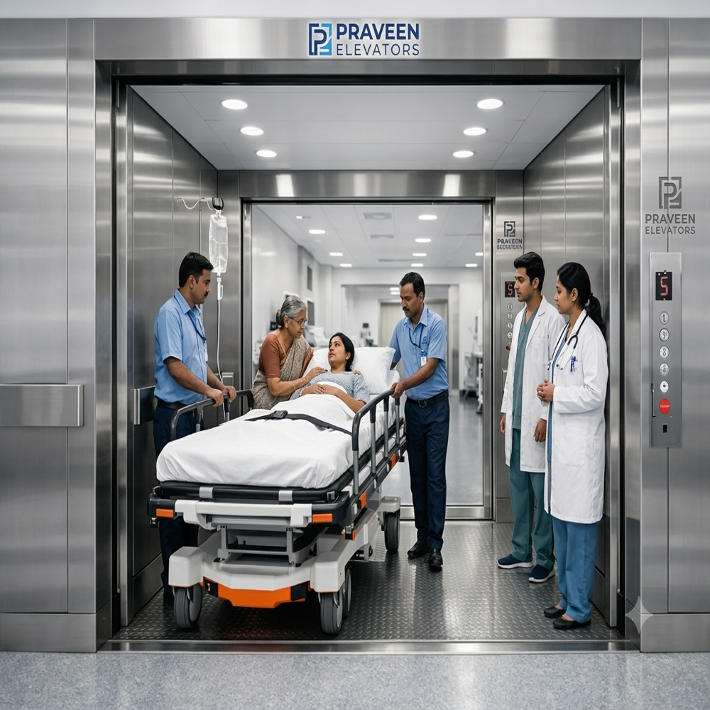 Hospital Elevator - Stainless Steel & Other Sheets, 13-Person Capacity, 220V Single Phase