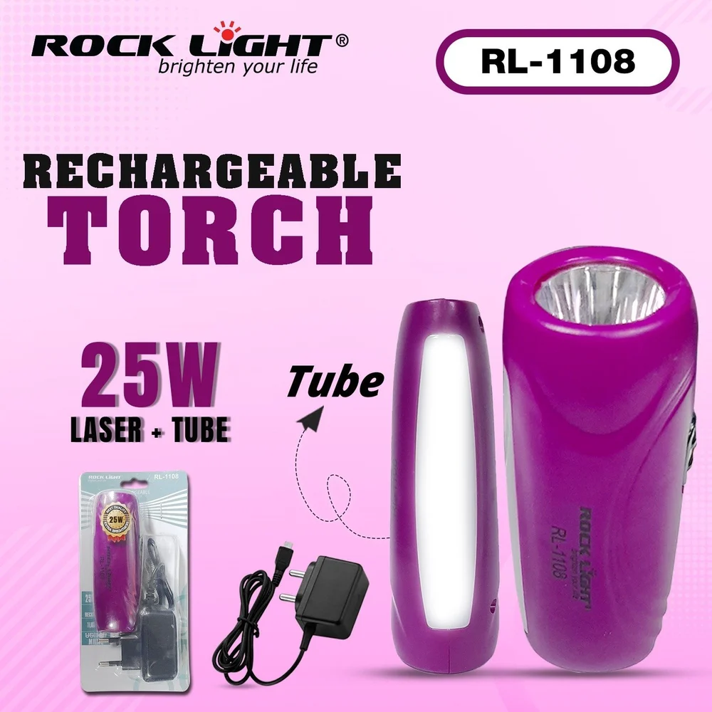 Rock Light  Rl - 1108 Rechargeable Torch - Body Material: Plastic