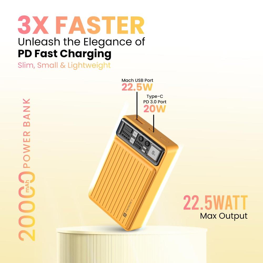 Portronics Luxcell Mini 20K Advanced 20000 mAh Nano Power Bank with 22.5W Max