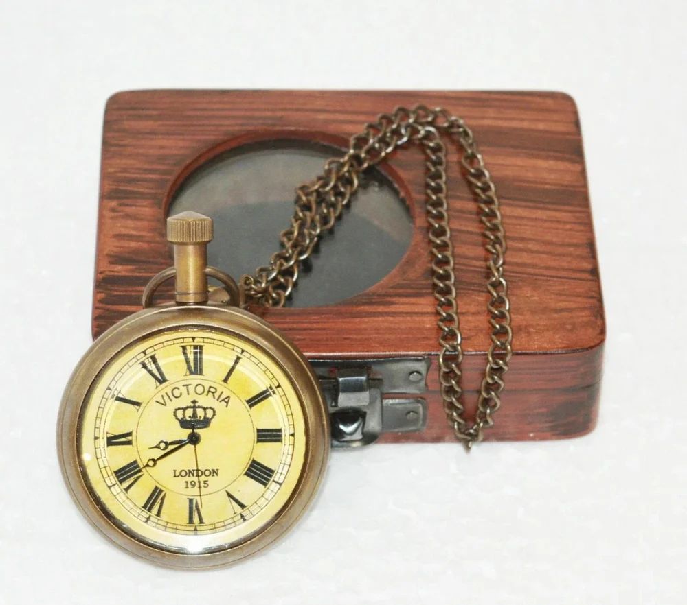 Brass Vintage Maritime Victoria London 1915 Antique Pocket Watch