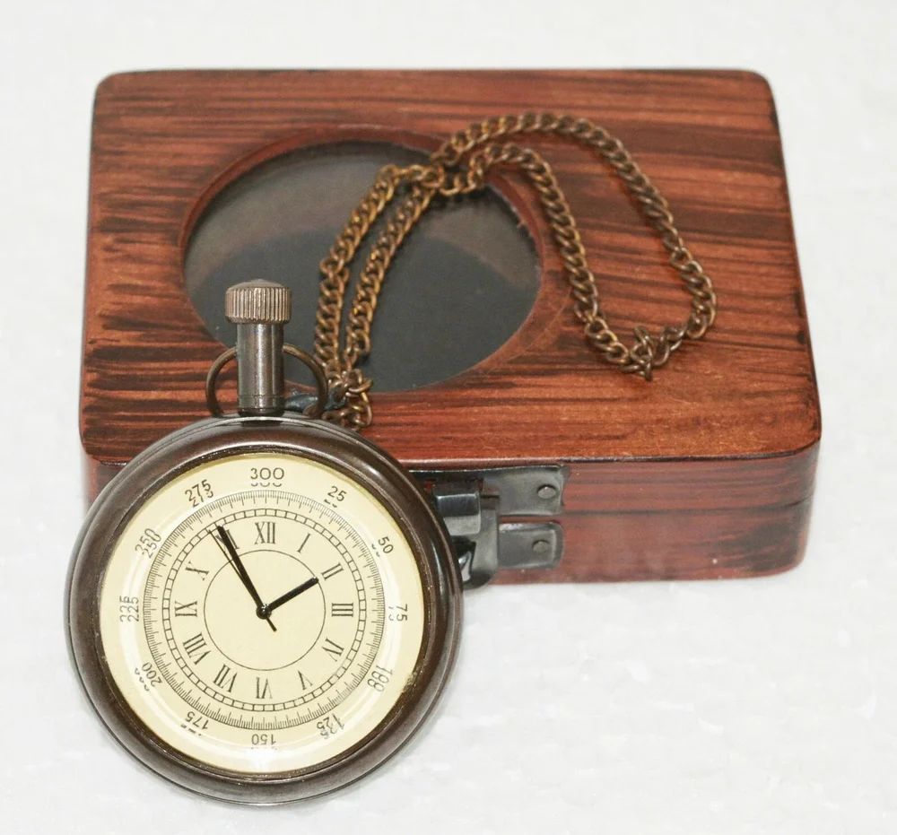 Brown Brass Vintage Chronometer Fob Antique Pocket Watch