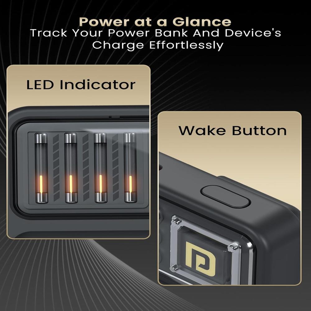 Portronics Luxcell Bind Mini 10k 10000mAh Nano Powerbank with 22.5W Fast Charging, in-Built Type C 