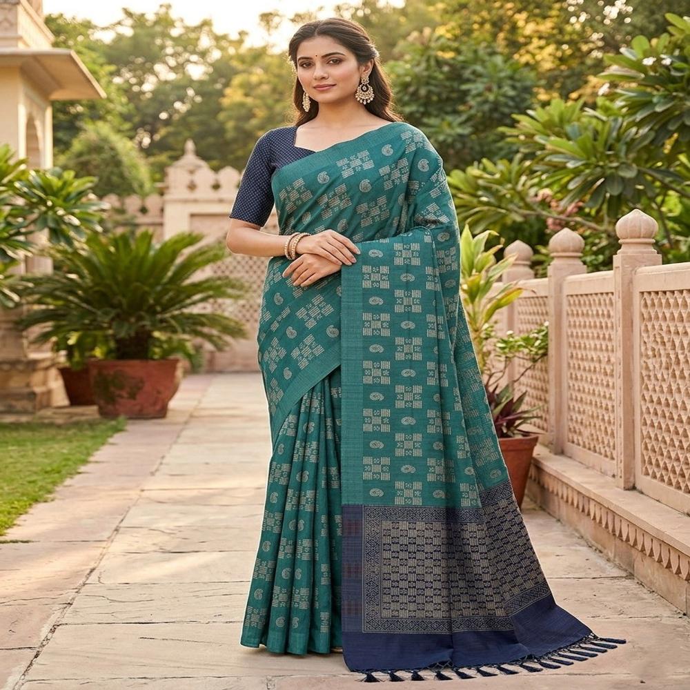 Abstract Digital Print Catonic Sofi Silk Saree