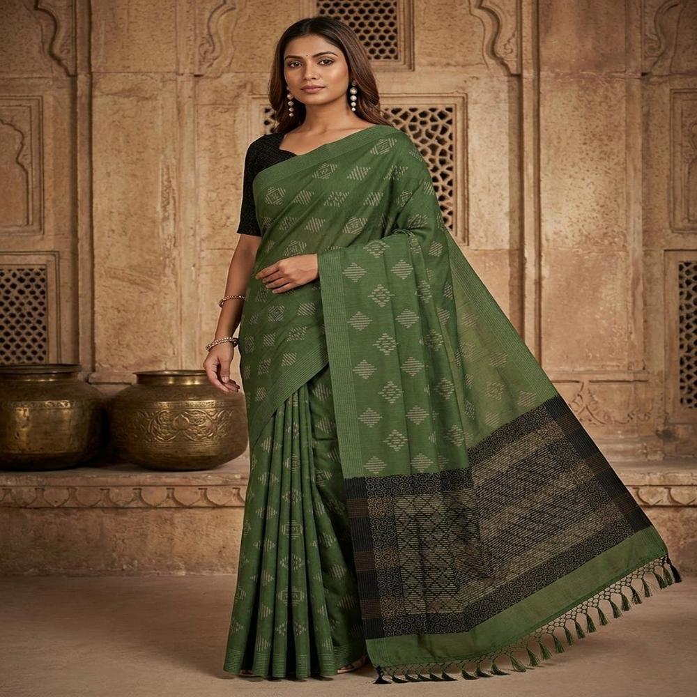 Abstract Digital Print Catonic Sofi Silk Saree