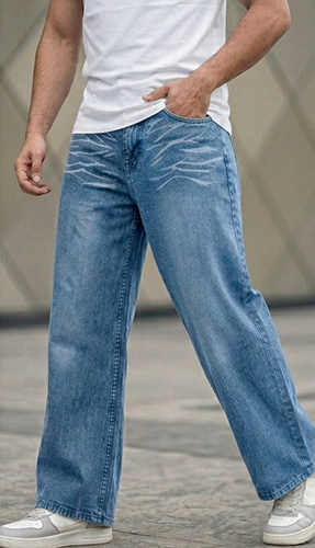 Blue Color Wisker Spray Denim Jeans